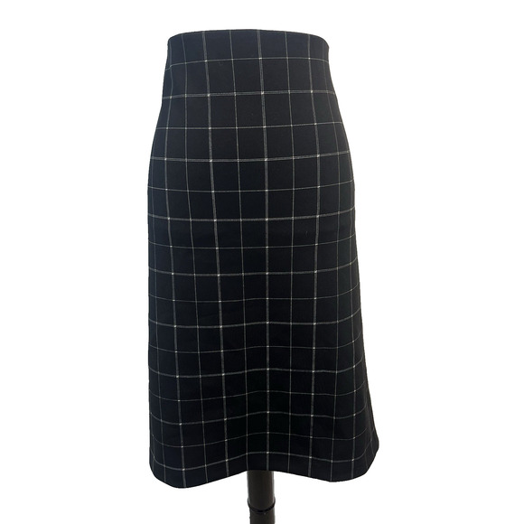 EVRI Plus Sz 3X Black White Plaid Stretch Ponte Knit Straight Knee Skirt Career - Picture 1 of 7